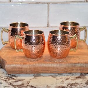 Godinger Hammered Copper Moscow Mule Mugs - Set of Four